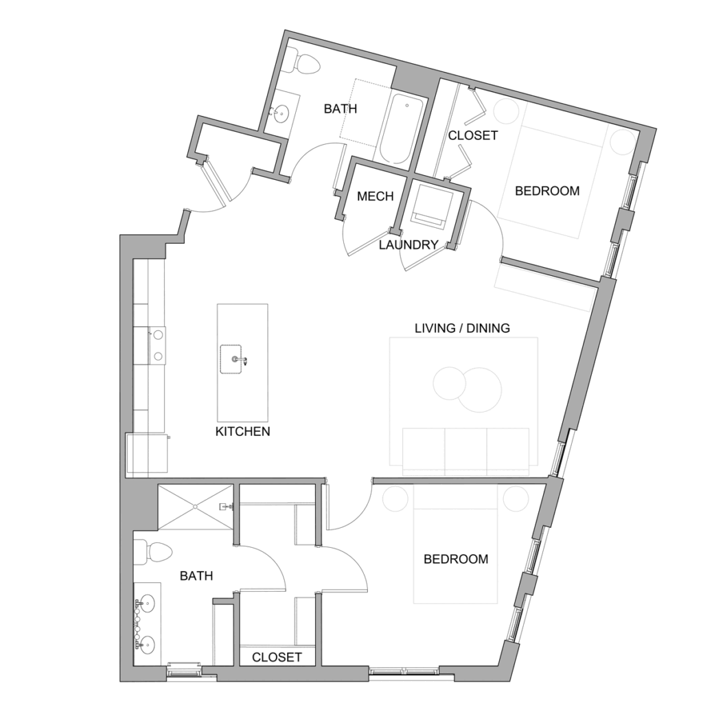 Type B4: 2 bedroom 2 bath Church