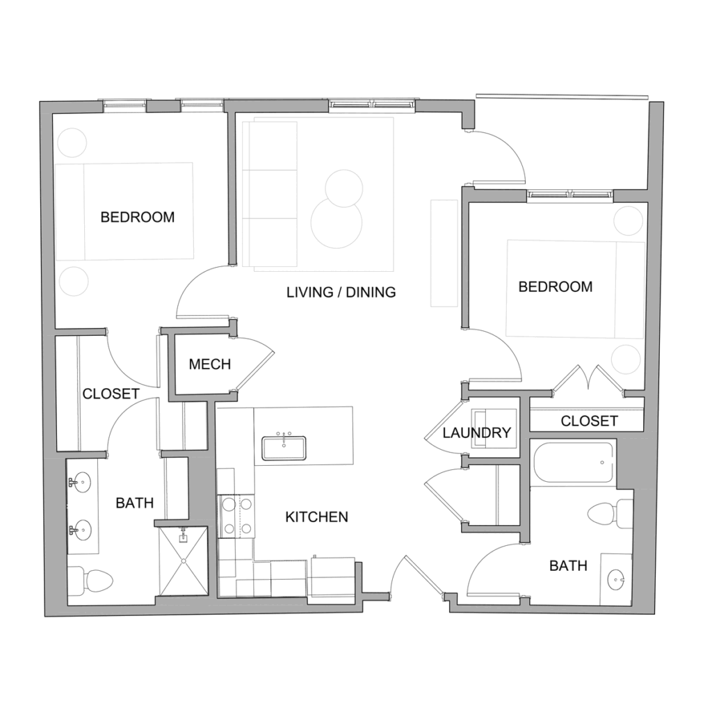 Type B4: 2 bedroom 2 bath Freemason