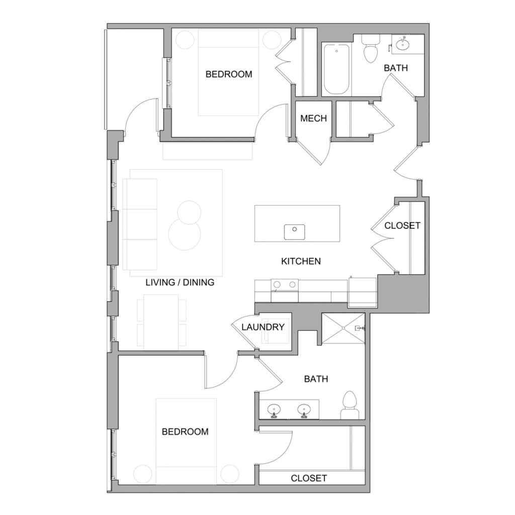 Type B5: 2 bedroom 2 bath Church