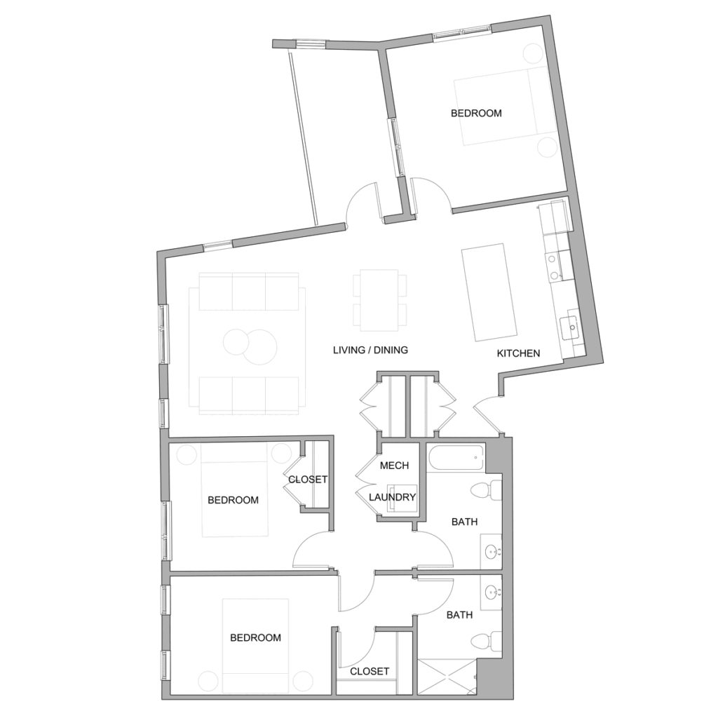 Type B5: 3 bedroom 2 bath Freemason